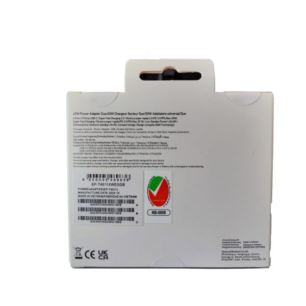 شارژر دیواری سامسونگ 45 وات Samsung 45W Adapter - تصویر 2